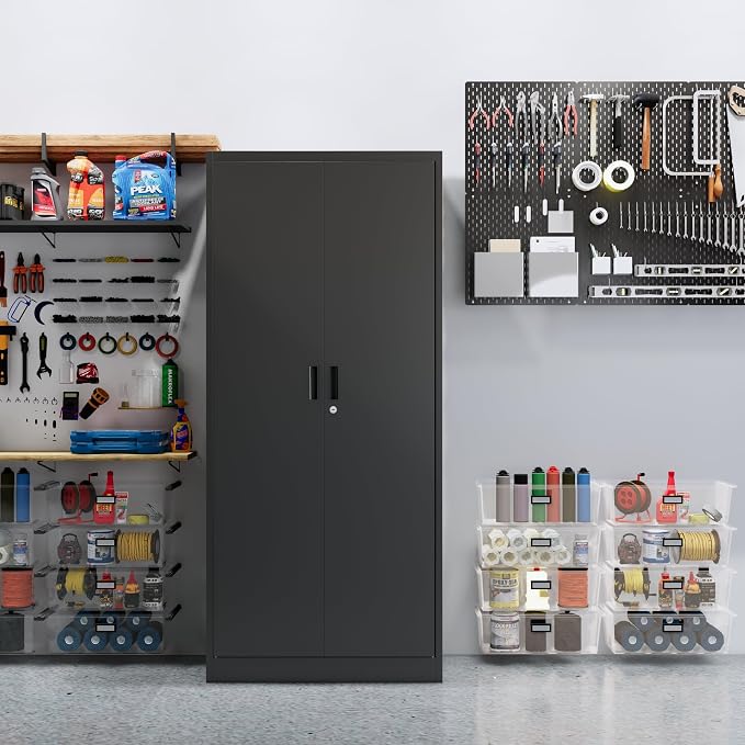CJF Metal Storage Cabinet, Pantry-Black - Image 4