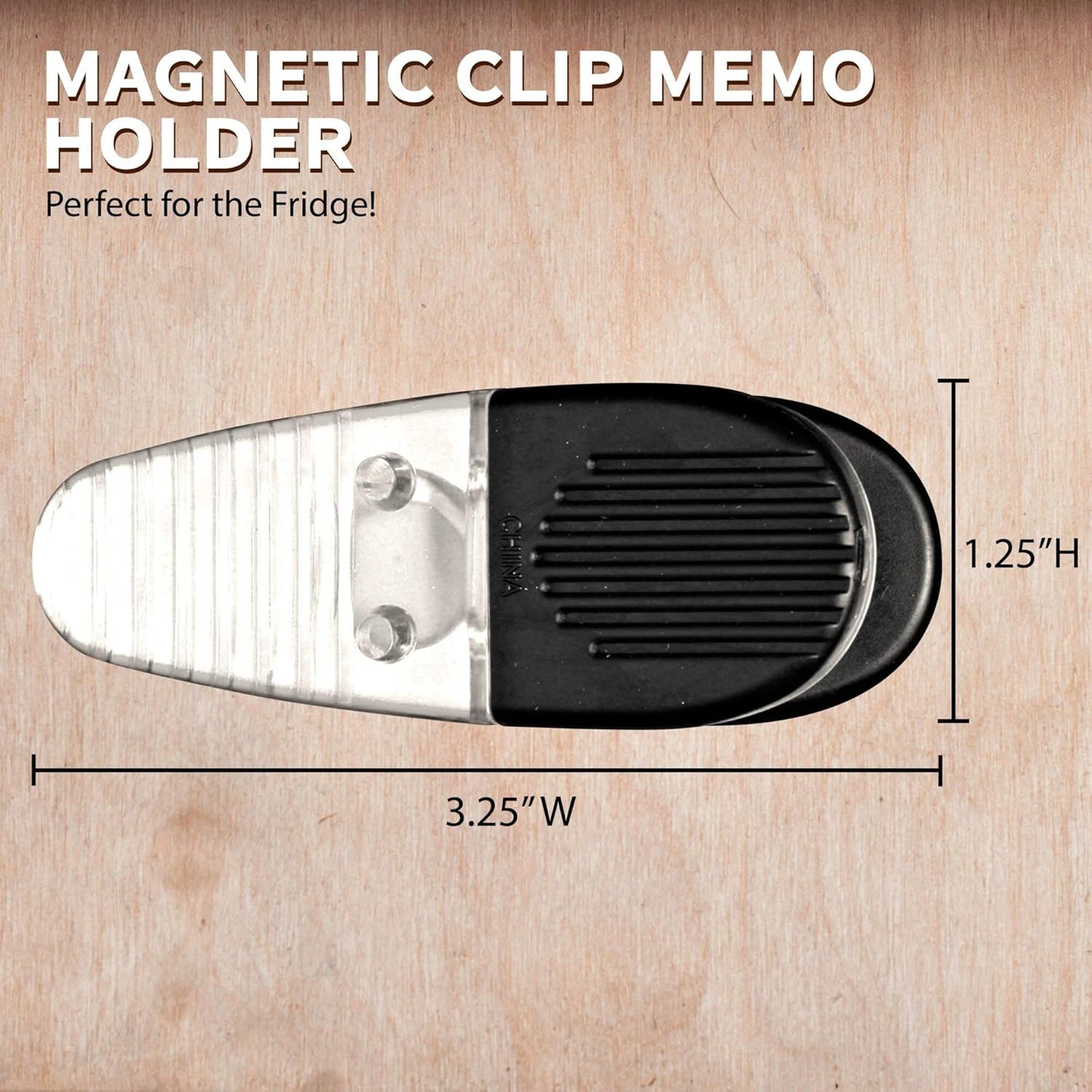 10 Magnetic Memo Holders Set - Large Clip, Plastic - Clear