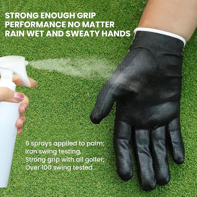 FINGER TEN Men's Golf Gloves for Right Left Handed Golfer Rain Grip Value 2 Pack - Image 4