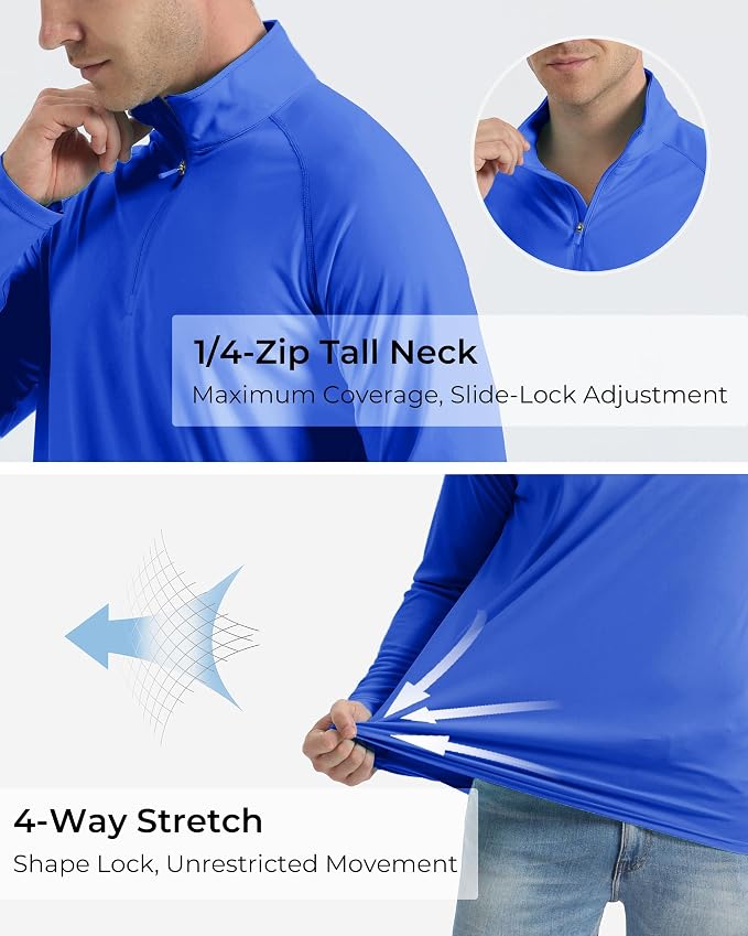 Boladeci Men's UPF 50+ Sun Shirts 1/4 Zip Long Sleeve SPF UV Protection - Image 5