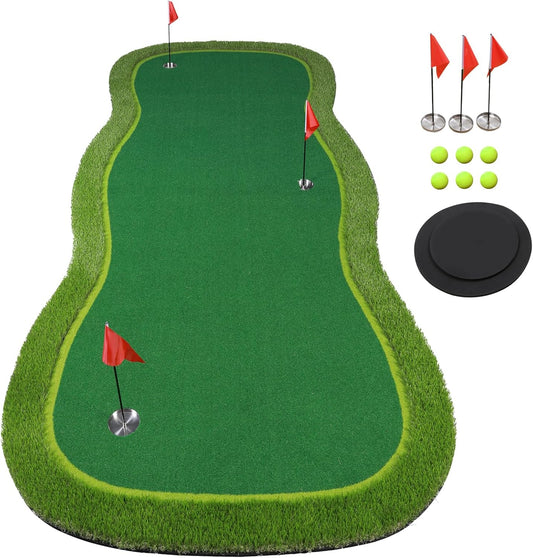 Golf Putting Green/Mat-Golf Training Mat- Professional Golf Practice Mat- Green Long Challenging Putter for Indoor/Outdoor