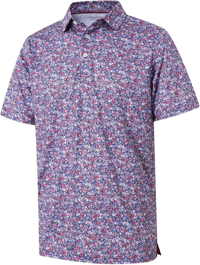 Golf Shirts for Men Dry Fit Short Sleeve Print Performance Moisture Wicking by MAELREG