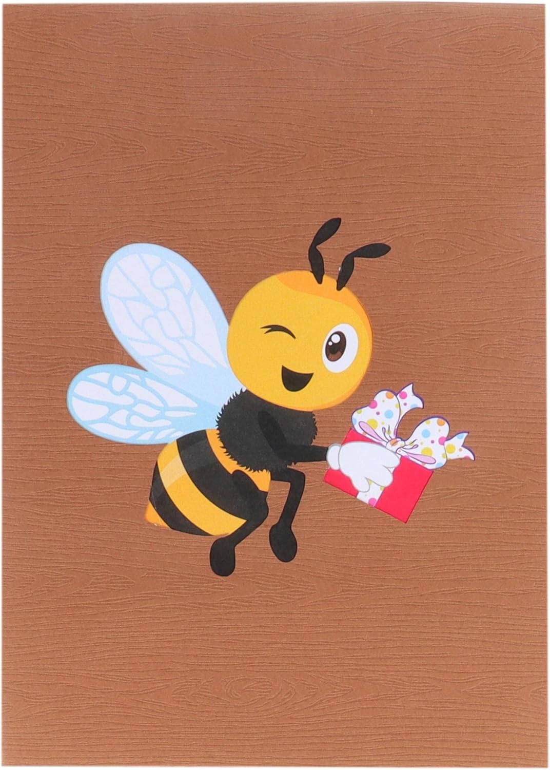 iGifts And Cards Happy Bee Day 3D Pop Up Greeting Card – Honey Bee With Present, Gift For Bee Lovers, Thinking of You, Mother's Day Card, Beehive Present For Wife, Fun Birthday Gift
