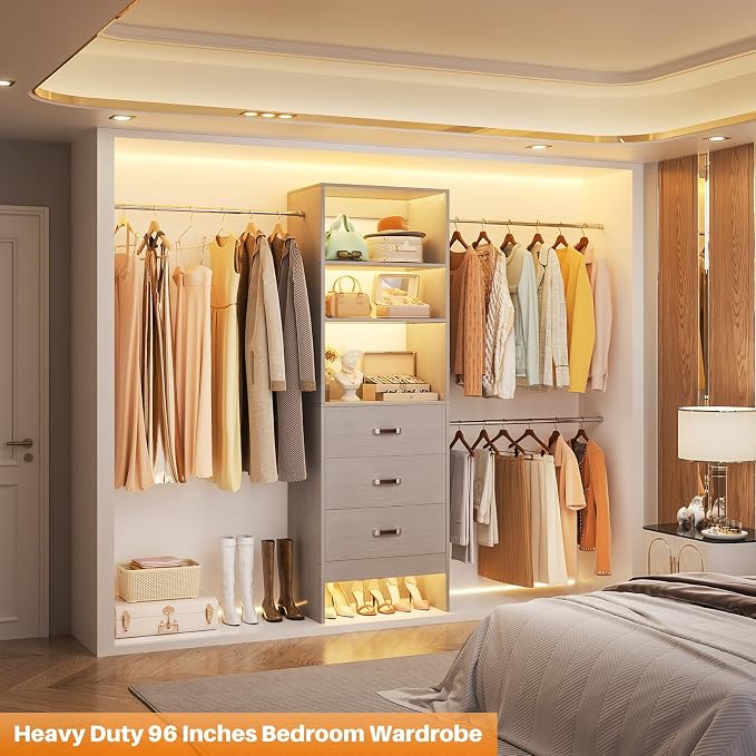 Homieasy 96 Inches Closet Organizer System, 8FT Customizable Walk In Closet - Image 3
