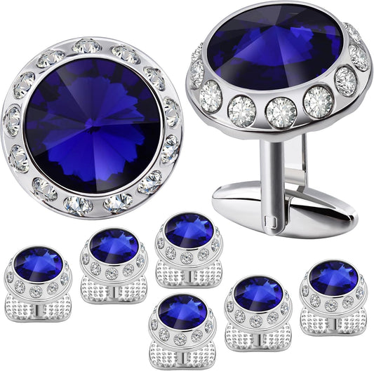 HAWSON Birthstone Tuxedo Studs and Cufflinks Set for Men's Suit Tuxedo Formal Dress Shirt Wedding Business Party Accessories
