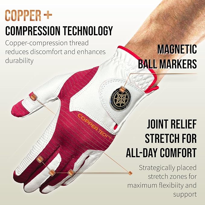 Copper Tech Golf Gloves Men Right Handed Golfer or Left Handed Golfer | Copper - Image 2