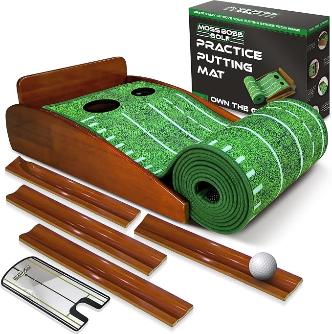 Practice Putting Mat with Automatic Ball Return Track & Putting Mirror by Unknown