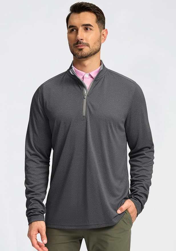 Obla Golf Quarter Zip Pullover for Men Mock Neck Sweatshirt Lightweight Sun - Image 2