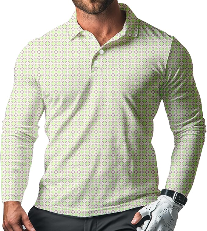 Men's Long Sleeve Golf Shirt Quick Dry 3 Button Work Fishing Outdoor Casual by SQPO