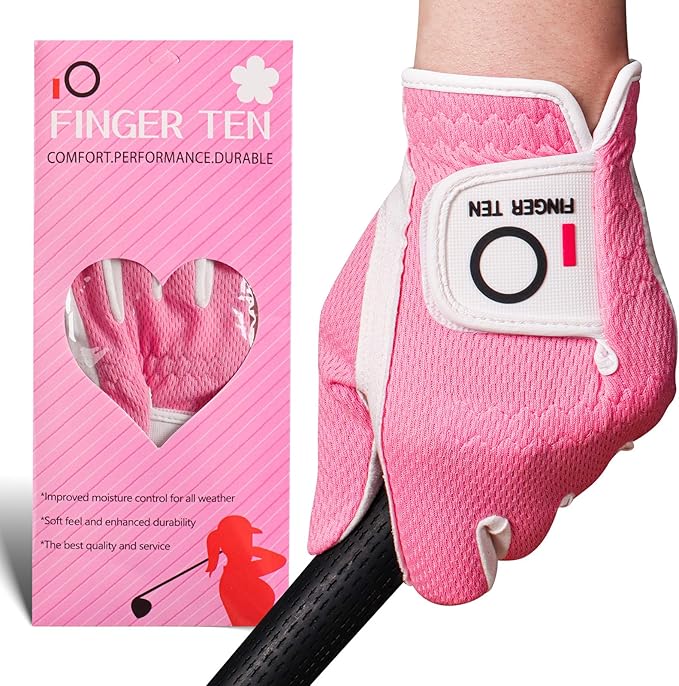FINGER TEN Womens Golf Glove Right Handed Golfer Left Hand 1 Pack Golf Gloves by FINGERTENSport