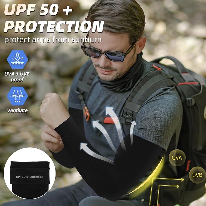BHYTAKI UV Sun Protection Arm Sleeves, UPF 50 Sports Cooling Arm Compression - Image 2