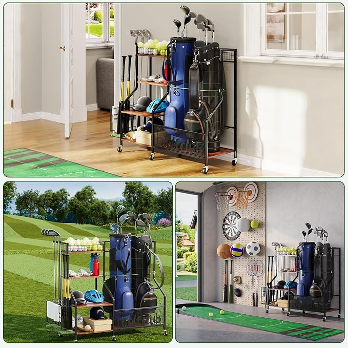 Golf Bag Organizer for 2 Bags, Large Golf Rack - Image 3