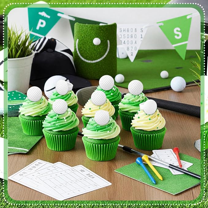 Honeydak 48 Pcs Golf Sport Cupcake Rings Toppers Decoration Sport Ball Theme - Image 5