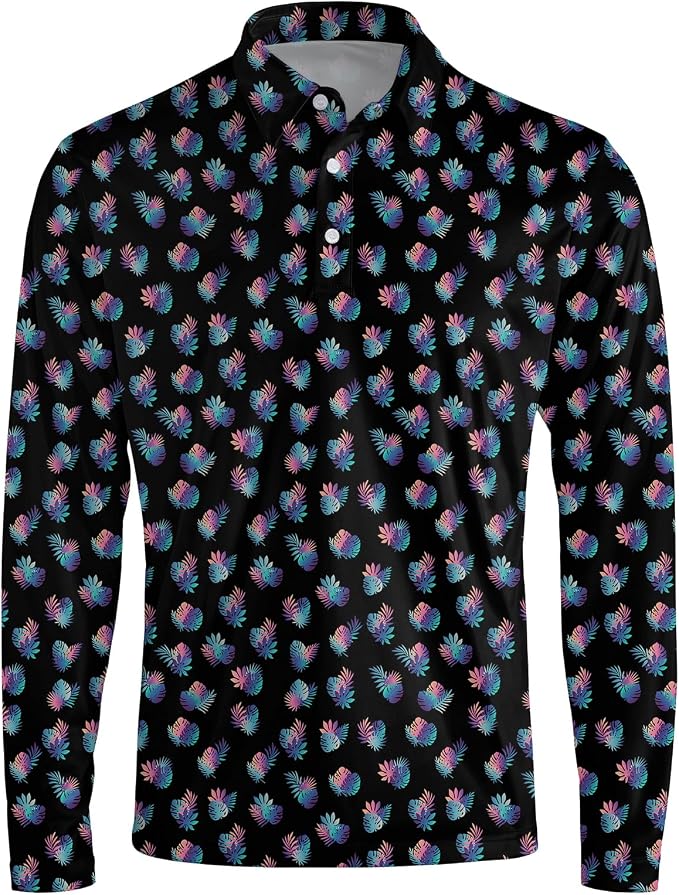 Men's Long Sleeve Golf Shirt Quick Dry 3 Button Work Fishing Outdoor Casual - Image 3