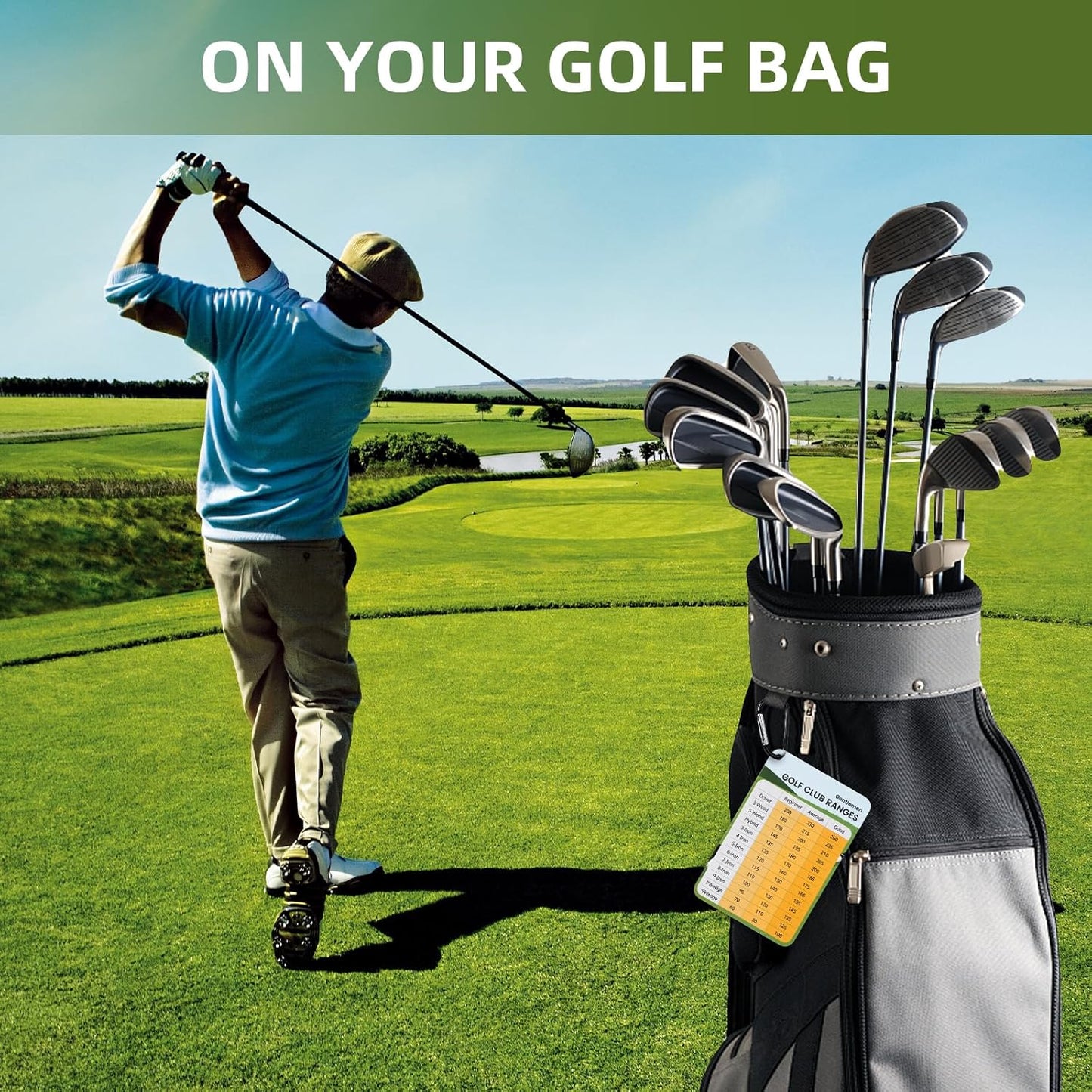 2 Pack Golf Club Distance Card, Erasable and Quick Reference Golf Club Range Card, Swing Minder Reference & Blank Distance Yardage Card, Golf Bag Accessories Gifts for Men Women