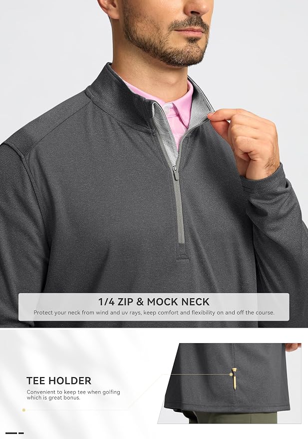 Obla Golf Quarter Zip Pullover for Men Mock Neck Sweatshirt Lightweight Sun - Image 4