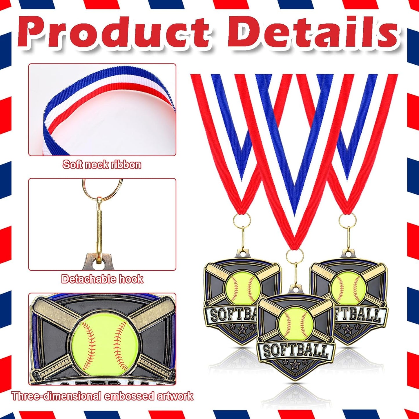10/20 /30/40 Pcs Award Medals Bulk Sports Medals with Neck Ribbons 2.4 Inch Winner Award Trophy Prize Gift for Sports Themed Party Favors Tournaments School Match