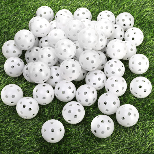 100 Pack Practice Golf Balls, Plastic Golf Training Balls 41mm Hollow Airflow Golf Balls for Driving Range, Swing Practice, Indoor Outdoor Use, White
