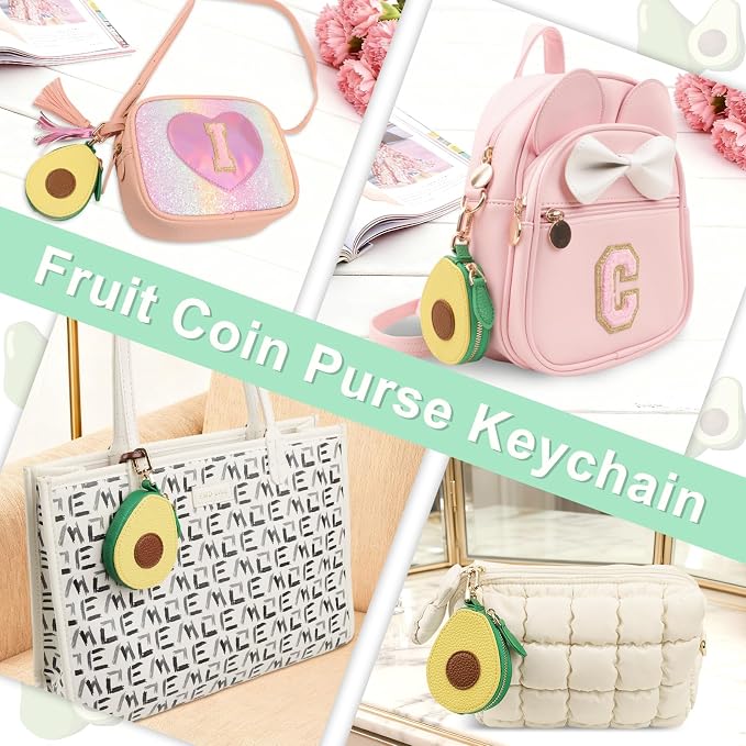 XSUIOY Orange Fruit Coin Purse Keychain Bag Charm, Mini Leather Coin Purse & - Image 5