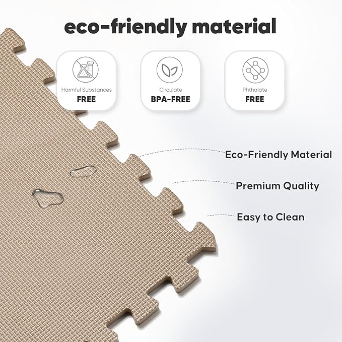 Home Gym Mat, Puzzle Exercise Mat, EVA Interlocking Foam Floor Tiles - Image 3