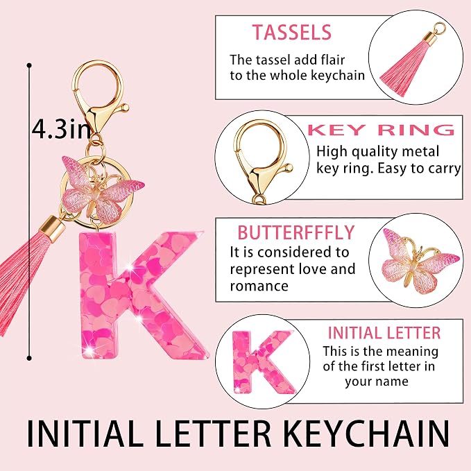 Suweibuke Colourful Cute Initial Letter Keychains - Image 4