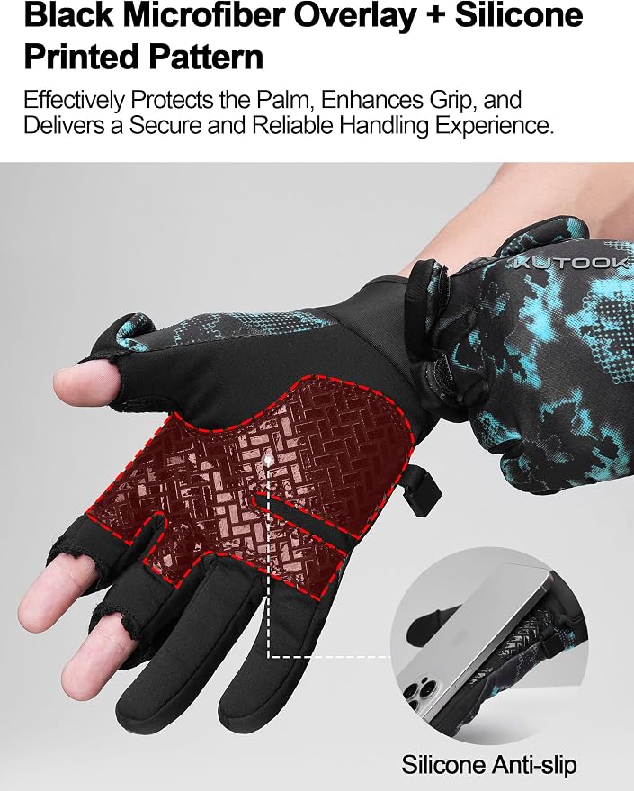KUTOOK Winter Fishing Gloves for Men& Women Waterproof Glove Cold Weather - Image 4