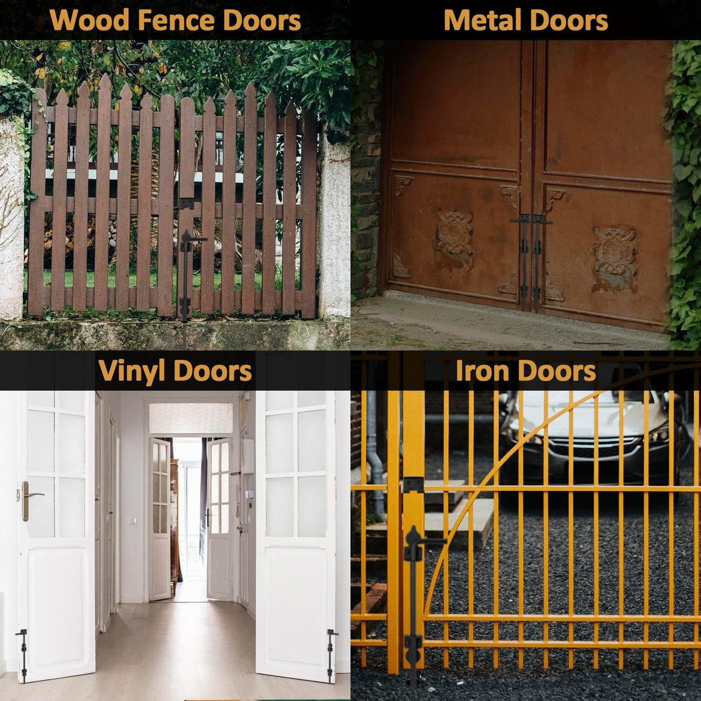 24 Inch Cane Bolt Gate Drop Rod Heavy Duty Gate Hardware, Gate Ground Latch for Wooden Fences, Metal Gates Doors Stopper for Gate Ground, Wrought Iron Gate Latches, Black Finish(1 Pack)