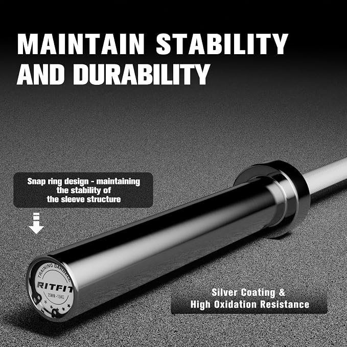 RITFIT 7FT Olympic Barbell for Strength and Weightlifting Training - Image 4