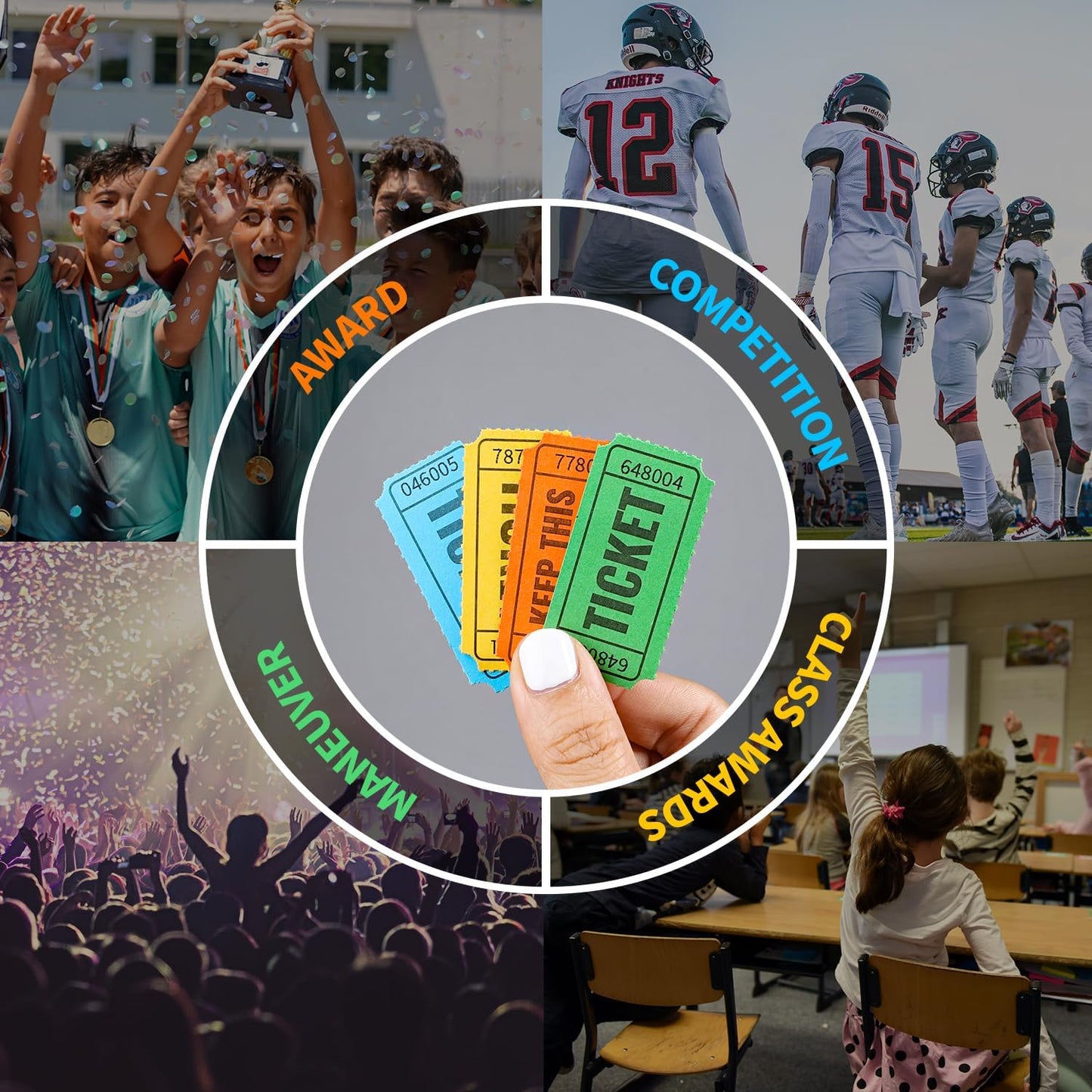 2000 Methdic Blue Raffle Tickets (4 Color Selection), Double Roll, Ticket for Events, Entry, Class Reward, Fundraiser & Prizes