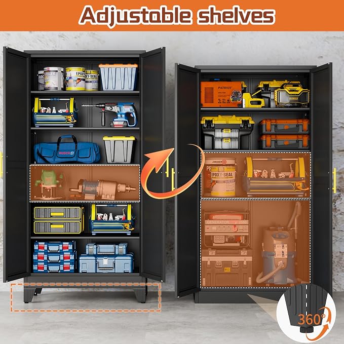 Black Metal Storage Cabinet, Kitchen Pantry Storage Cabinet - Image 3