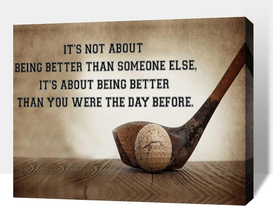 Inspirational Canvas Wall Art, Golf Clubs Wall Art Painting Prints for Living Room Wall Decor, Motivational Quotes Poster Picture for Bedroom Decor, Framed Artwork for Office Home Decor 28x40 Inches