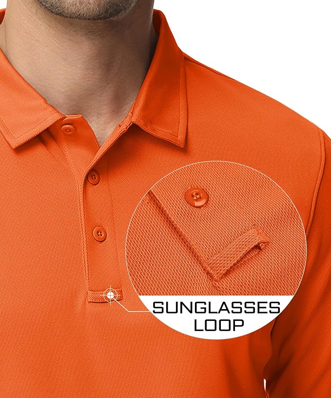 MAGCOMSEN Men's Polo Shirts 3 Button Quick Dry Performance Long Sleeve Tactical - Image 3