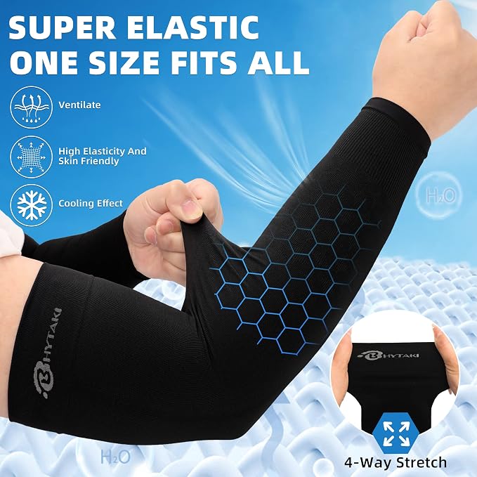 BHYTAKI UV Sun Protection Arm Sleeves, UPF 50 Sports Cooling Arm Compression - Image 3