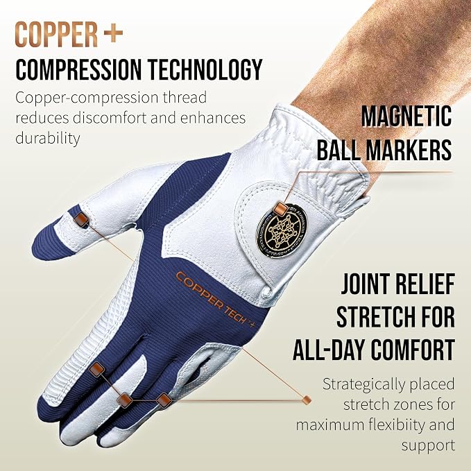 Copper Tech Golf Gloves Men Right Handed Golfer or Left Handed Golfer | Copper - Image 2
