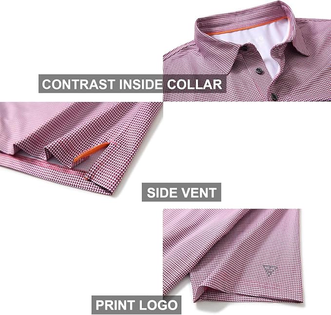 Golf Shirts for Men Dry Fit Short Sleeve Print Performance Moisture Wicking - Image 4