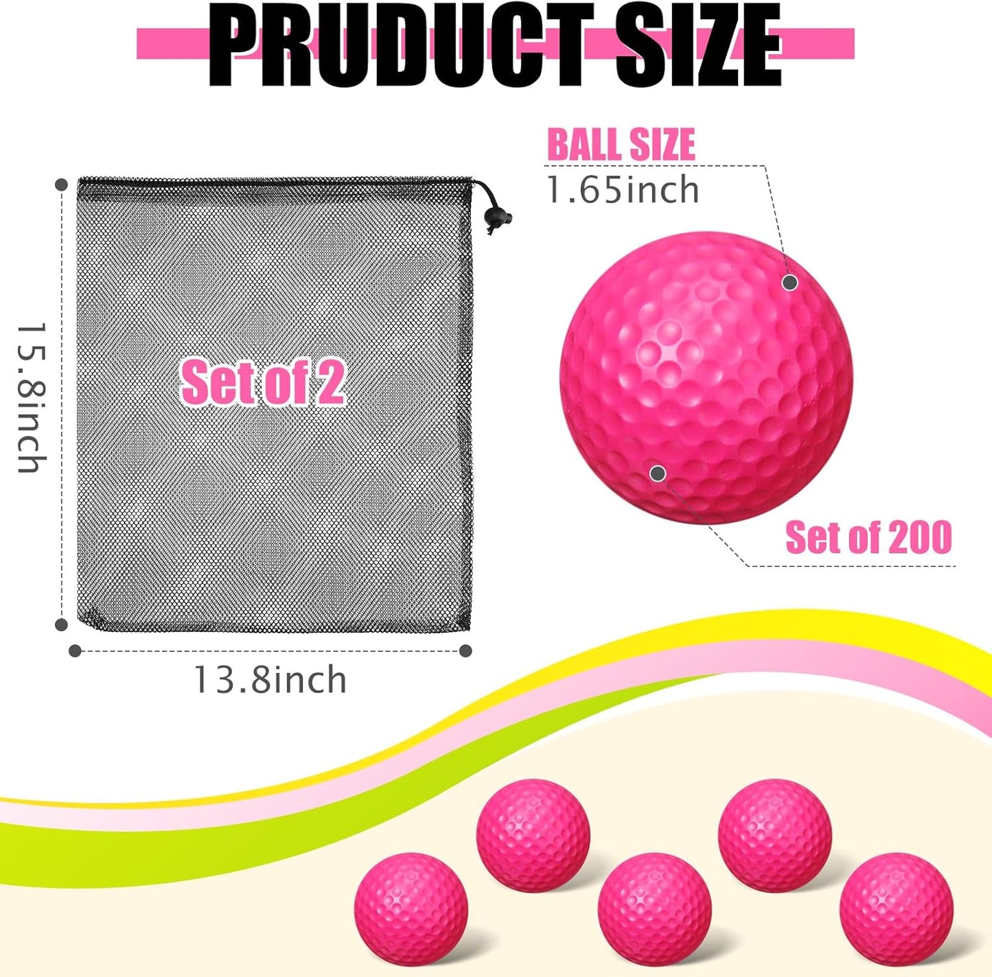 200 Pcs Foam Golf Practice Balls Bulk Realistic Feel Limited Flight Training Balls Soft for Outdoor Swing Indoor Backyard Training