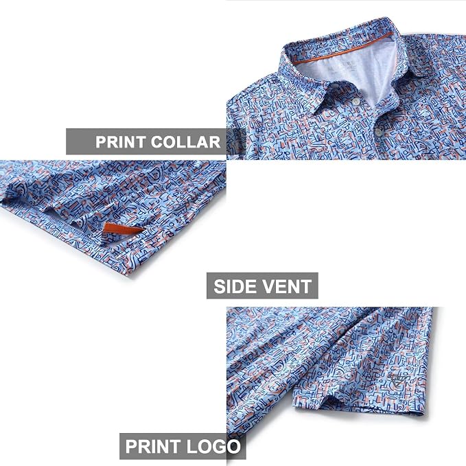 Golf Shirts for Men Dry Fit Short Sleeve Print Performance Moisture Wicking - Image 4