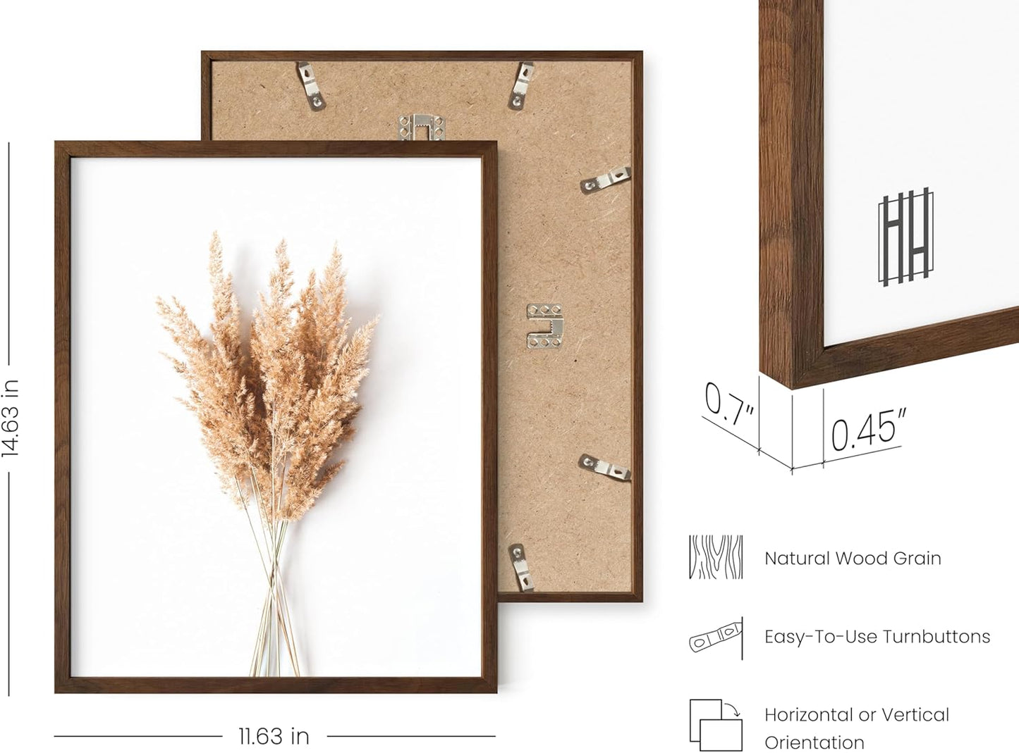 HAUS AND HUES Flower Wall Decor - Set of 4 Framed Floral Prints, Flower Wall Art for Bedroom, Botanical Paintings and Pictures, Floral Room Decor (Walnut Frame, 11x14)