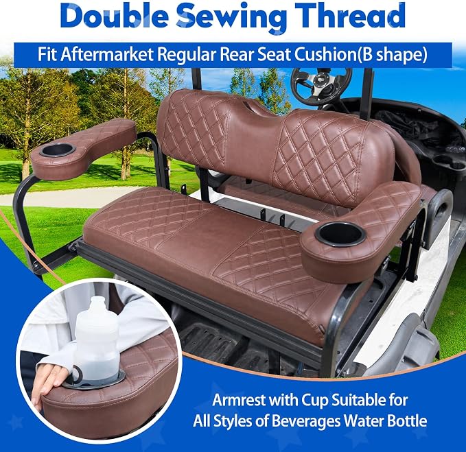 NOKINS Golf Cart Seat Covers for EZGO TXT 1994-2013/EZGO RXV, Vinyl Front&Rear - Image 3