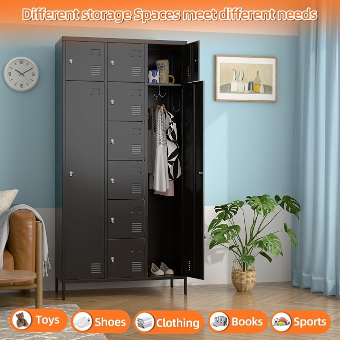 METAN Metal Locker for School Office Gym Bedroom, 10 Doors Steel Storage Locker - Image 5