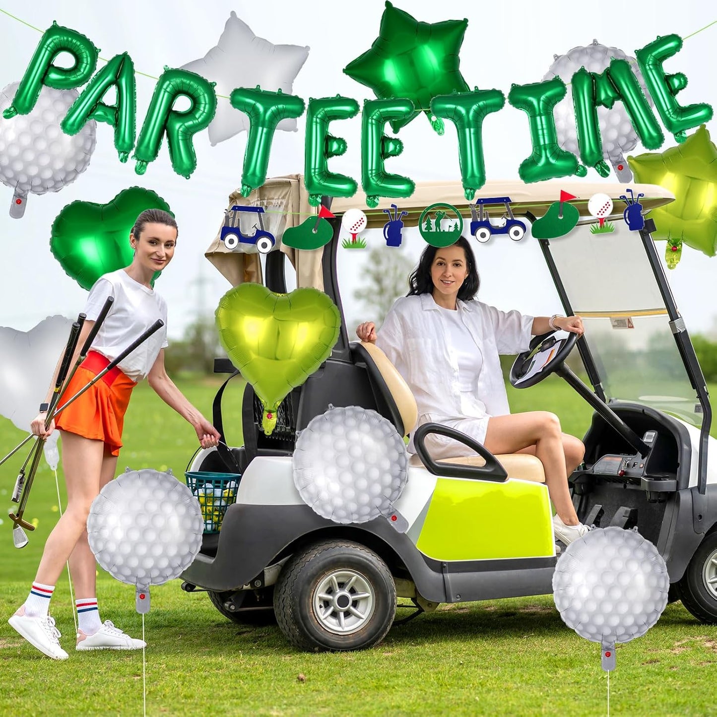 23 Pcs Let’s Partee Time Golf Party Decorations, Golf Balloons Banner Set, Sport Themed Party Supplies for Baby Shower, Retirement, Birthday Parties