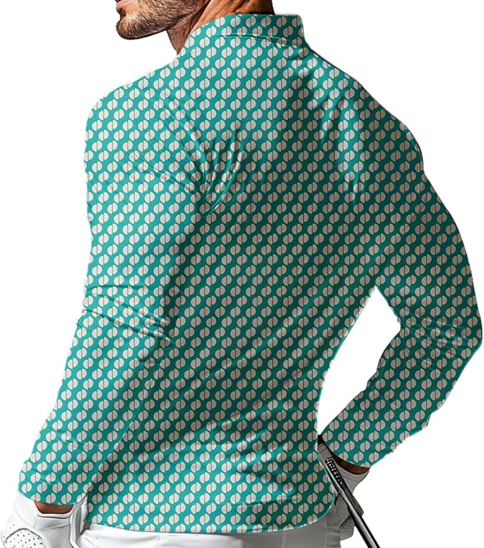 Men's Long Sleeve Golf Shirt Quick Dry 3 Button Work Fishing Outdoor Casual - Image 2