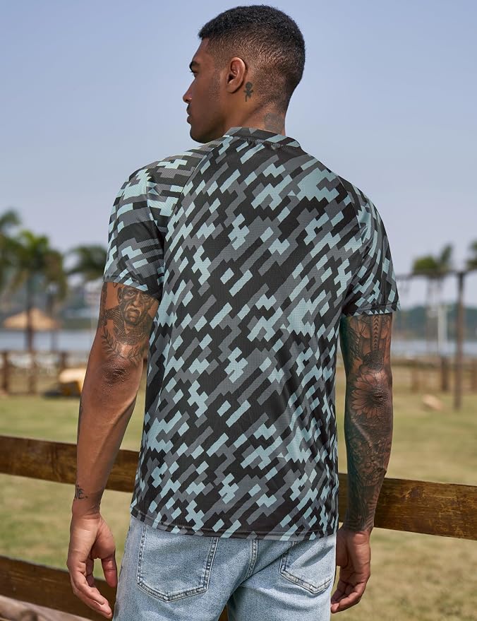 TAPULCO Mens Collarless Golf Shirts Short Sleeve Dry Fit Stretch Casual - Image 4