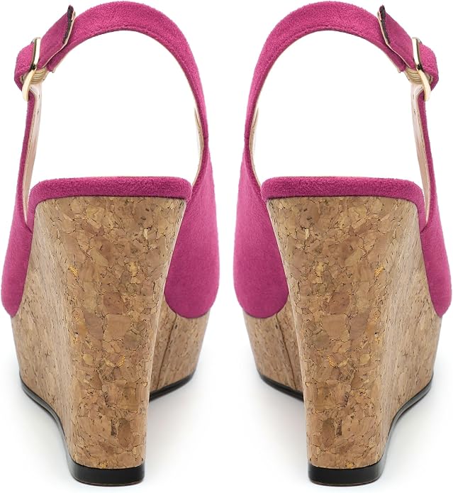 Womens Wedge Platform Sandals Peep Open Toe Slingback Buckle High Heel Dress - Image 4