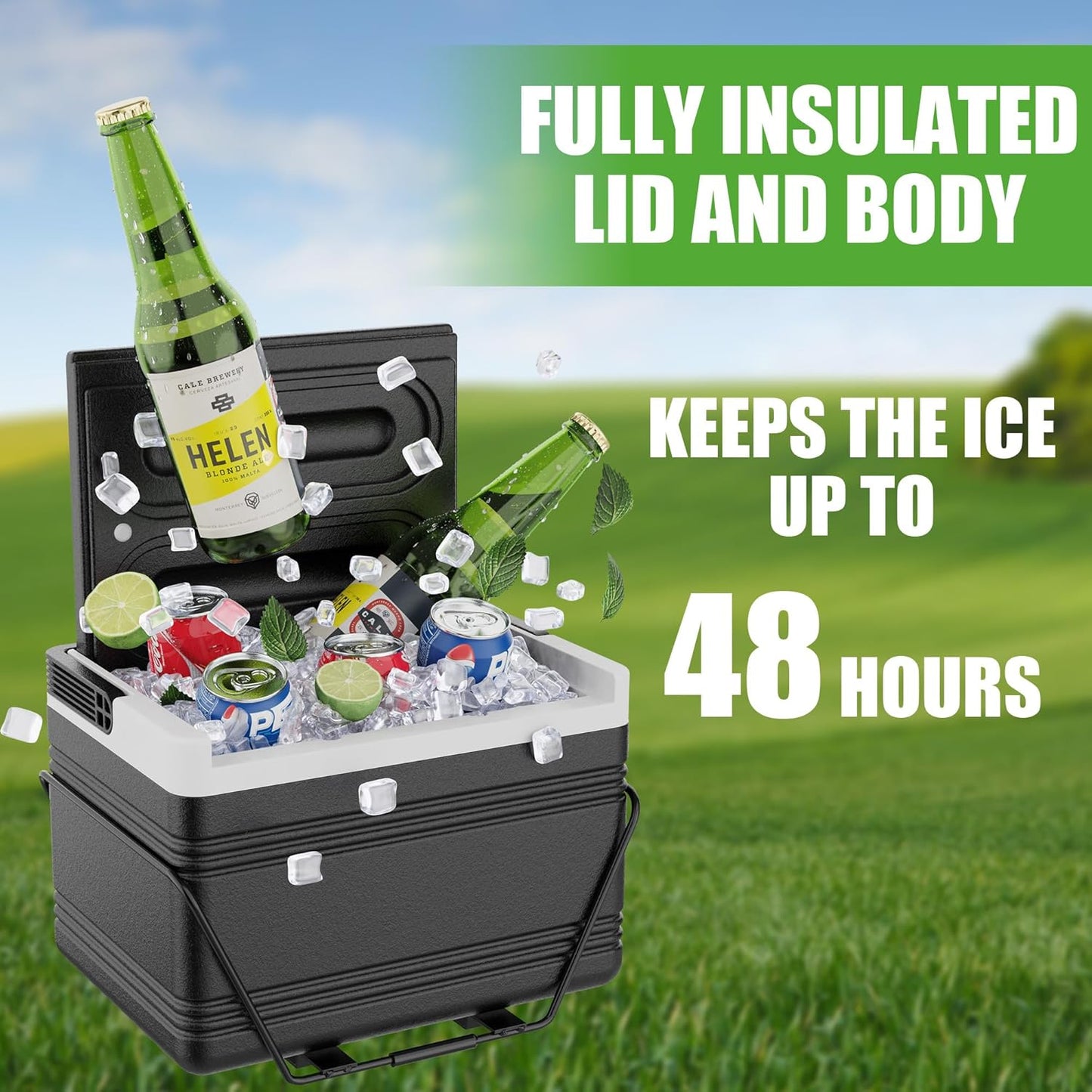 10L0L Golf Cart Cooler with Mounting Bracket Kit Caddy Fits Yamaha Club Car and EZGO, Portable 48H Cooling Golf Cart Ice Chest 102588101 103886801