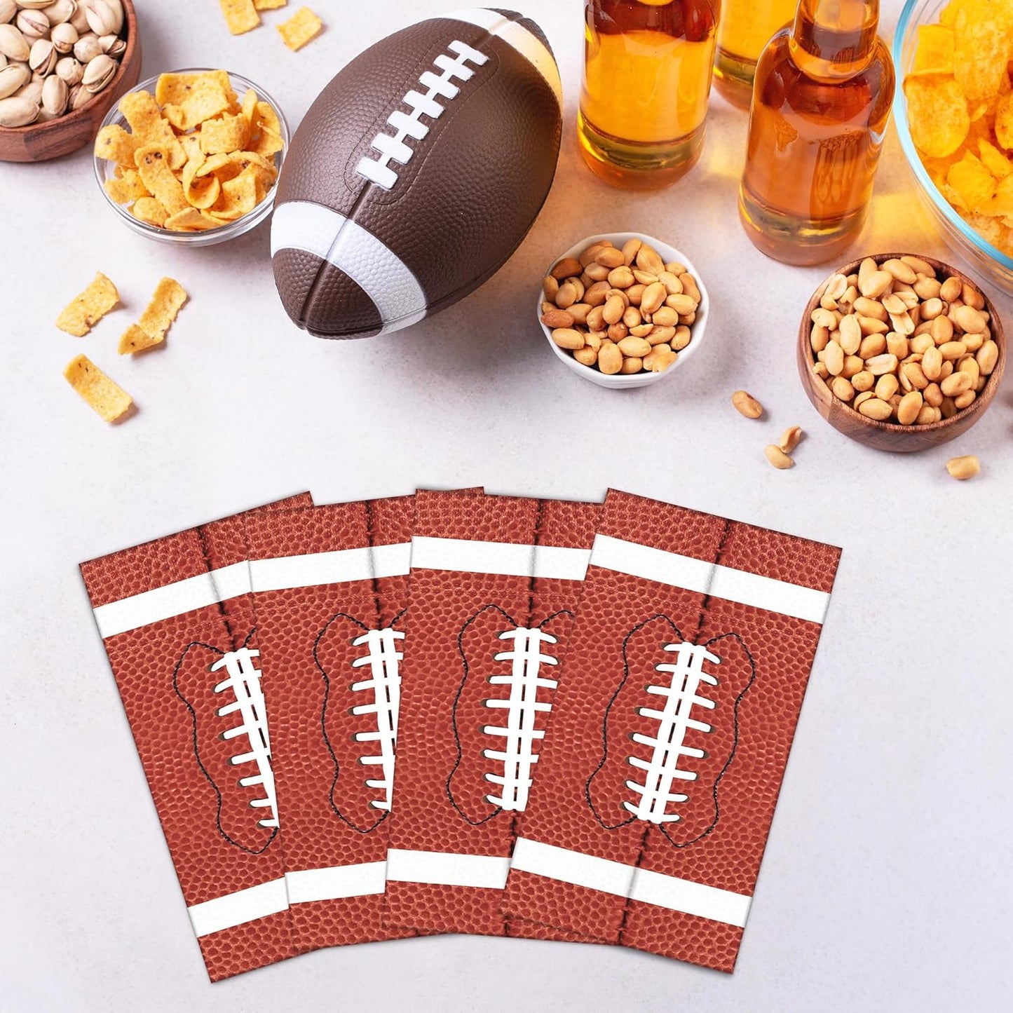100 Pieces Football Napkins Disposable Football Party Napkins 7.8 x 4.3 Inches Football Paper Cocktail Napkins Football Birthday Supplies Decorations for Football Party Game Day