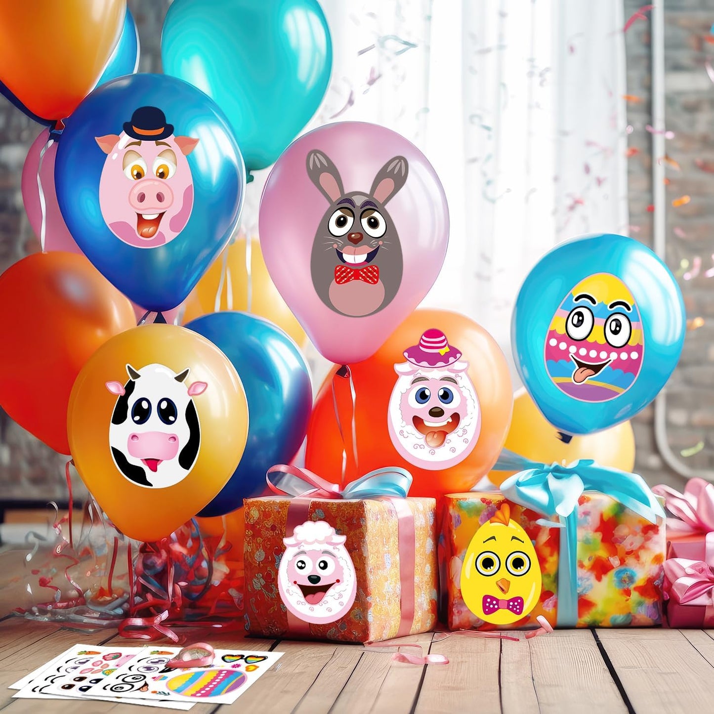 24 Sheets Easter Stickers for Kids Toddlers, Easter Basket Stuffers, Make A Face Stickers Crafts with Eggs Themed, Kids Party Favor Supplies Decorations Activities Gifts for Girls Boys