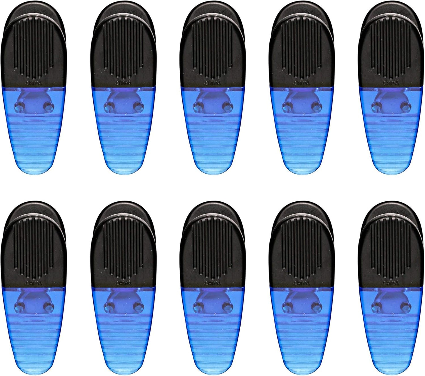 10 Magnetic Memo Holders Set - Large Clip, Plastic - TBlue