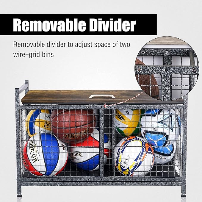 Mythinglogic Rolling Ball Storage Cart, Sports Equipment Storage Organizer - Image 5