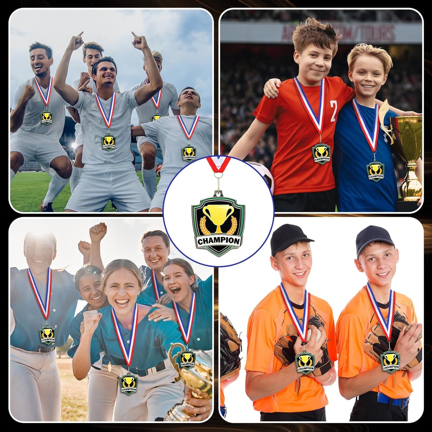10/20 /30/40 Pcs Award Medals Bulk Sports Medals with Neck Ribbons 2.4 Inch Winner Award Trophy Prize Gift for Sports Themed Party Favors Tournaments School Match